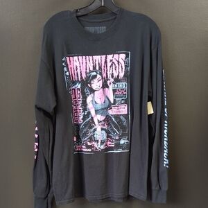 Hauntlass Long Sleeve Graphic Tee Black cyberpunk anime streetwear vaporwave